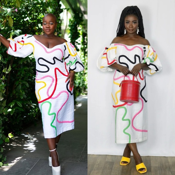 Mara Hoffman Cadiz Namari Embroidered Linen Midi Dress Size 4 - Picture 8 of 16